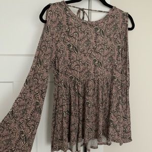 Floral Blouse With Shoulder Cut Outs